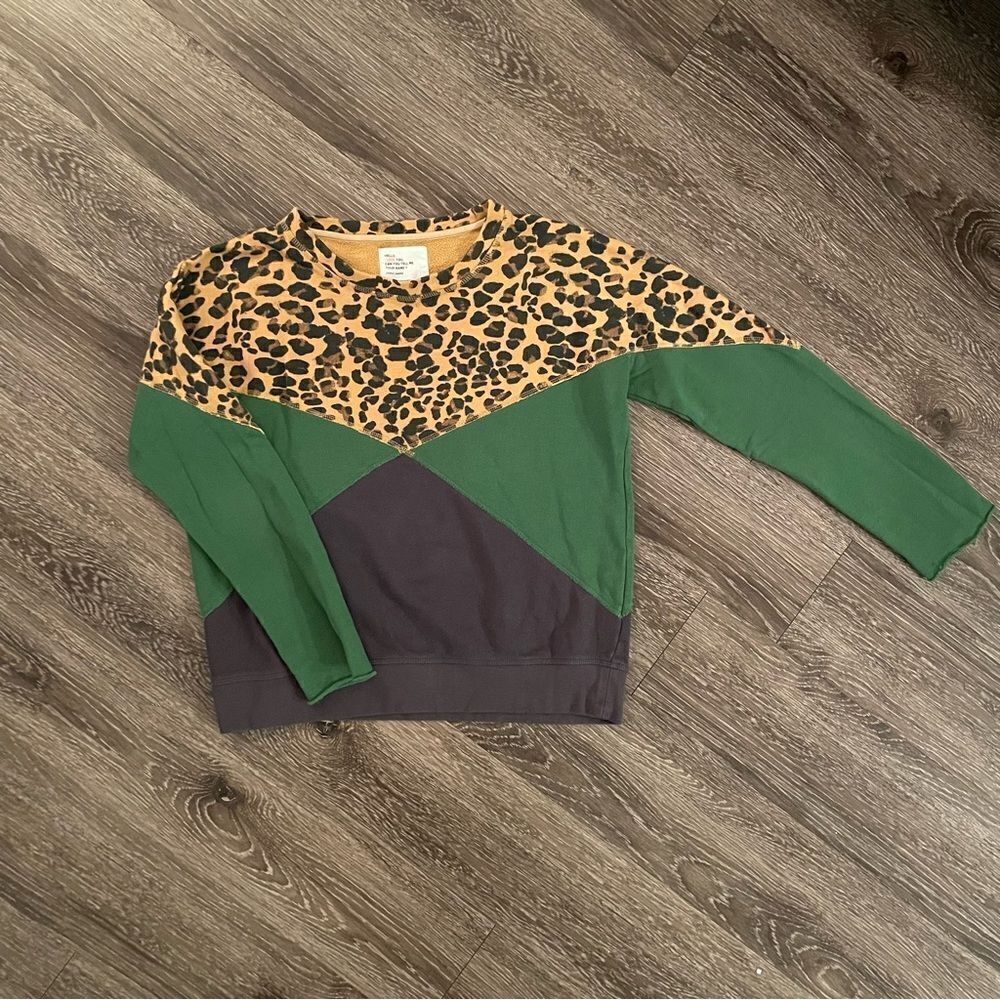 Leon & Harper color block leopard sweatshirt